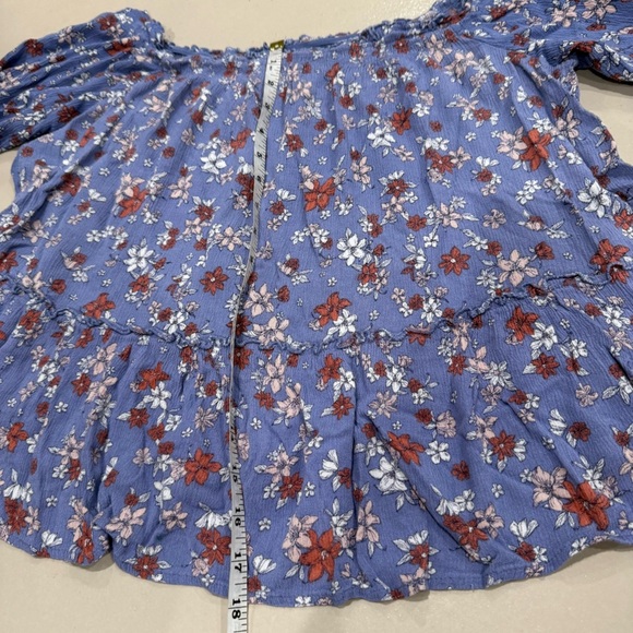 No Comment women's 1x Floral Off-Shoulder
Blouse in Blue Chic Boho Girly Cute - Picture 9 of 11